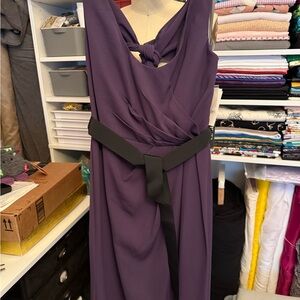 David's Bridal Purple Maxi Dress with Black Belt